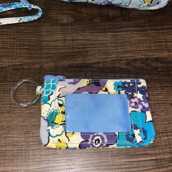 Vera Bradley Bundle Blueberry Blossom Crossbody, Wristlet , ID Key Chain Bags - Picture 6 of 16